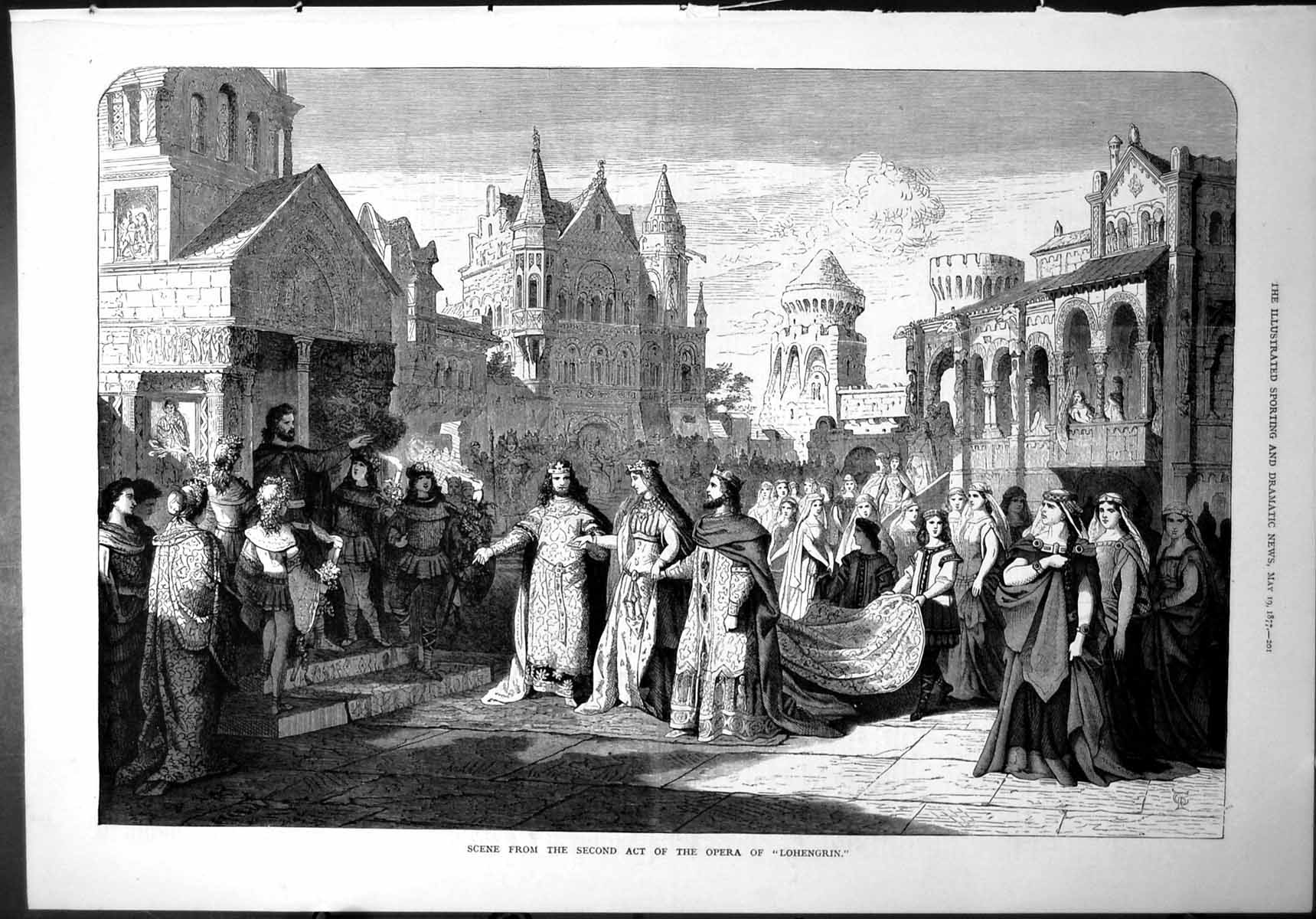 Old Scene Second Act Opera Lohengrin Castle Royalty Ladies Courtiers