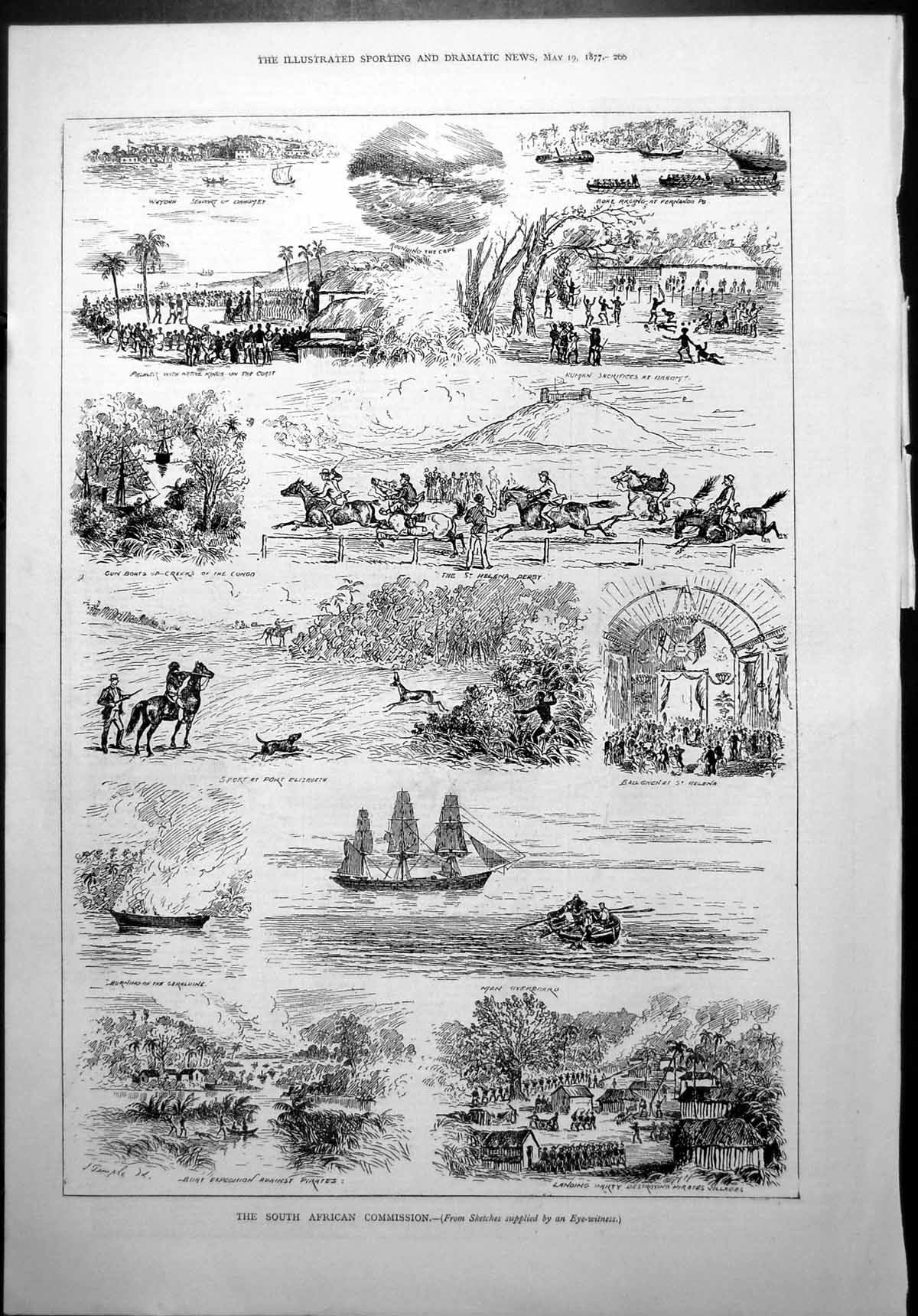 Old South African Commission Eye-Witness Sketches St Helena Derby 187 Victorian