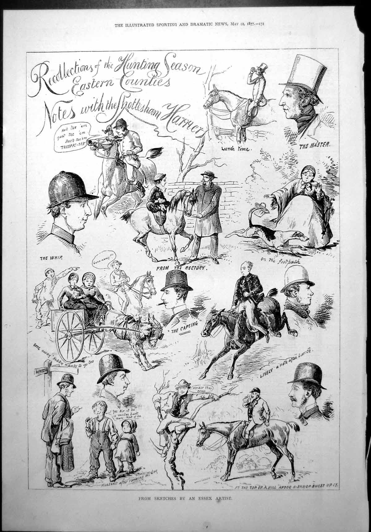 Old Recollection Hunting Season Eastern Counties Sketches Essex Artis