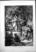 Antique Print Scene Opera Norma Gladiator Captured Woodstacking Forest 1877