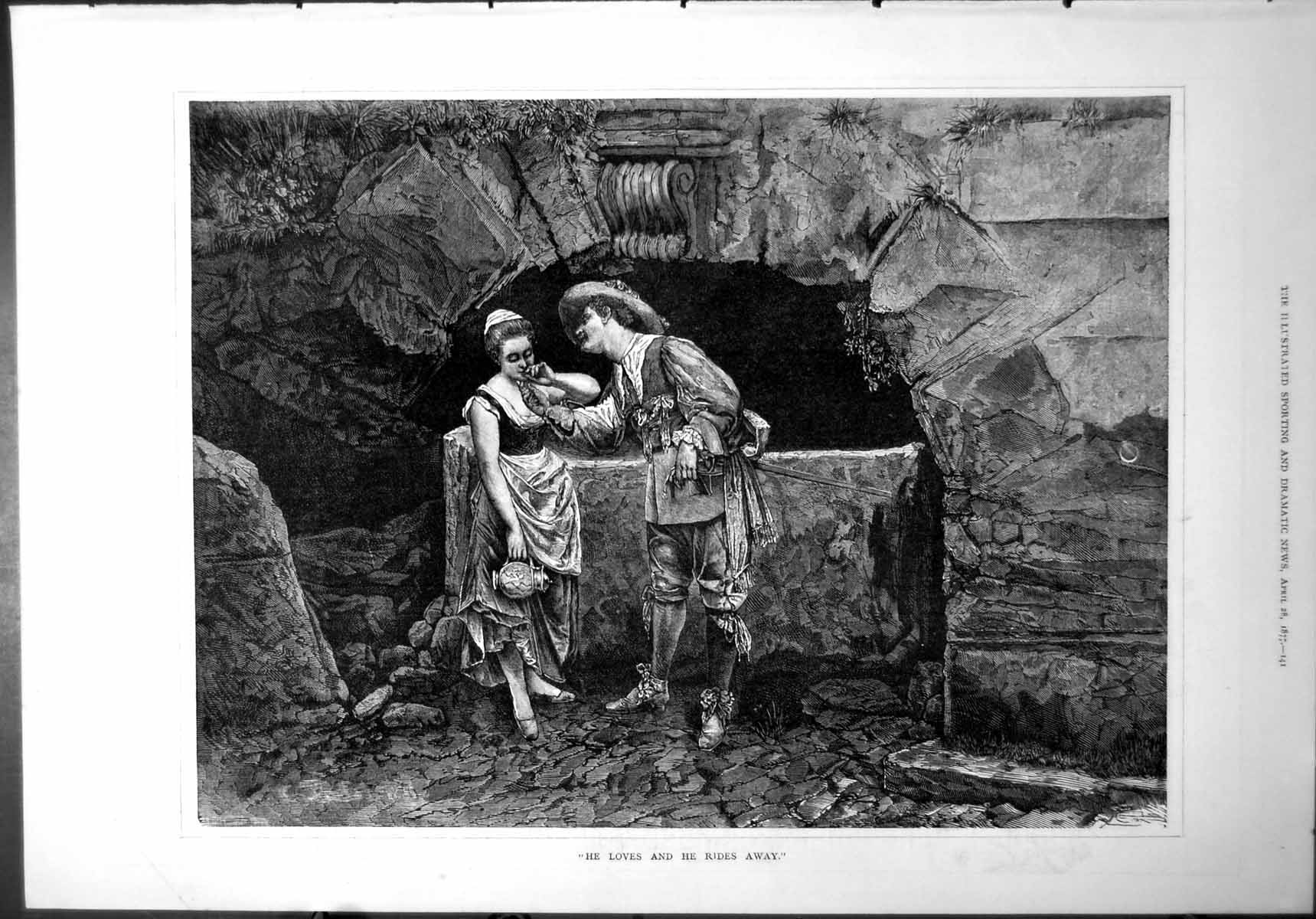 Old Cavalier ?He Loves And He Rides Away? Maiden Archway Chamber 1877 Victorian