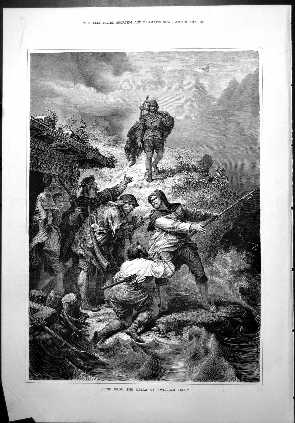 Old Scene Opera ?William Tell? Beseeching Beside Waves Gaff Hut 1877 Victorian