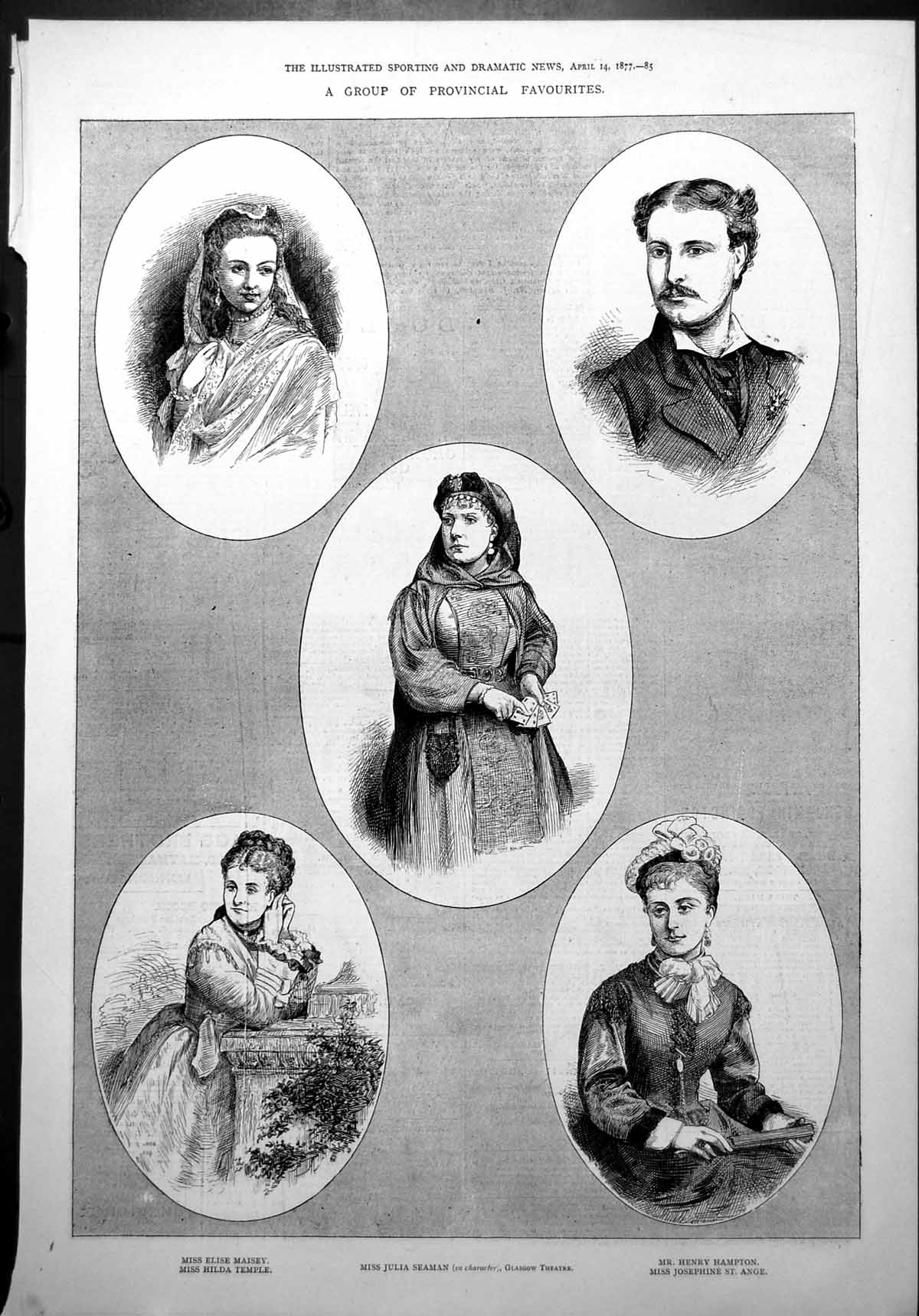 Old Glasgow Theatre Maisey Hampton Julia Seaman Temple St. Ange 1877 Victorian