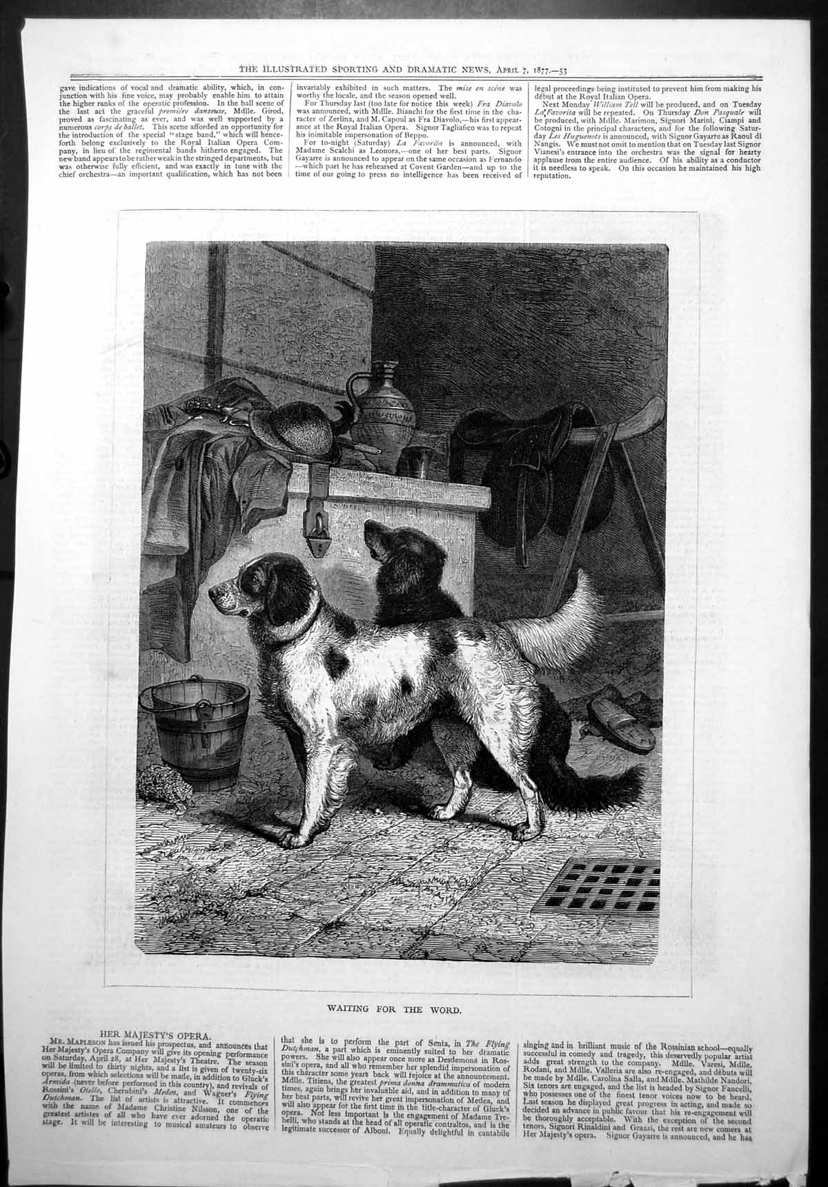 Old Waiting Word Hunting Dogs Ready Tack Room Saddle Bucket Brush 187 Victorian