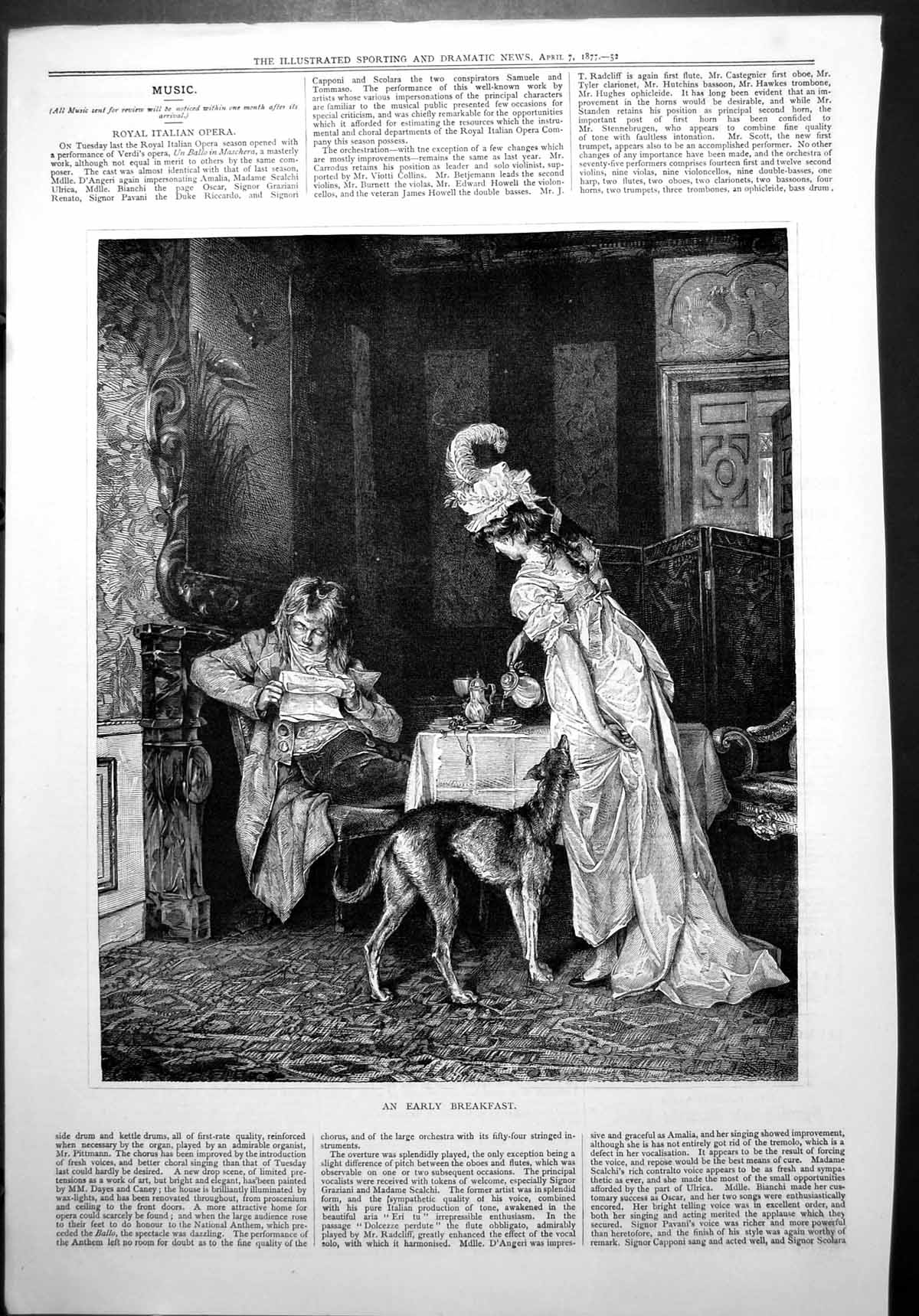 Old Early Breakfast Lady Pouring Drink Man Reading Paper Dog Waiting