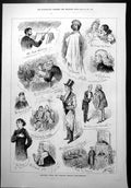 Old Sketches Compton Benefit Performance Wigs Top Hat Conductor 1877 Victorian