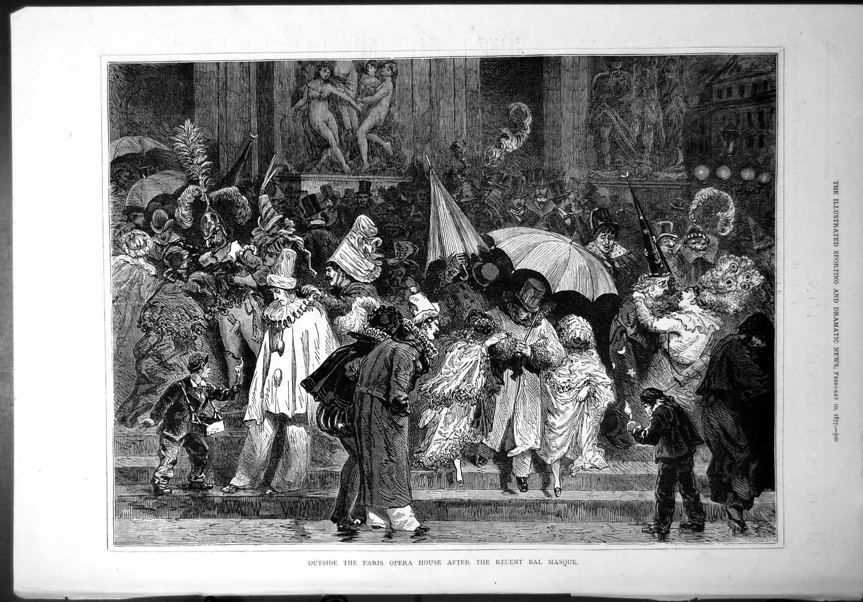Old Outside Paris Opera House After Recent Bal Masque Masked Ball 187 Victorian
