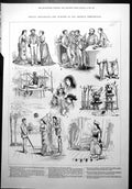 Antique Print Private Theatricals Humours Amateur Performance Sketches 1877