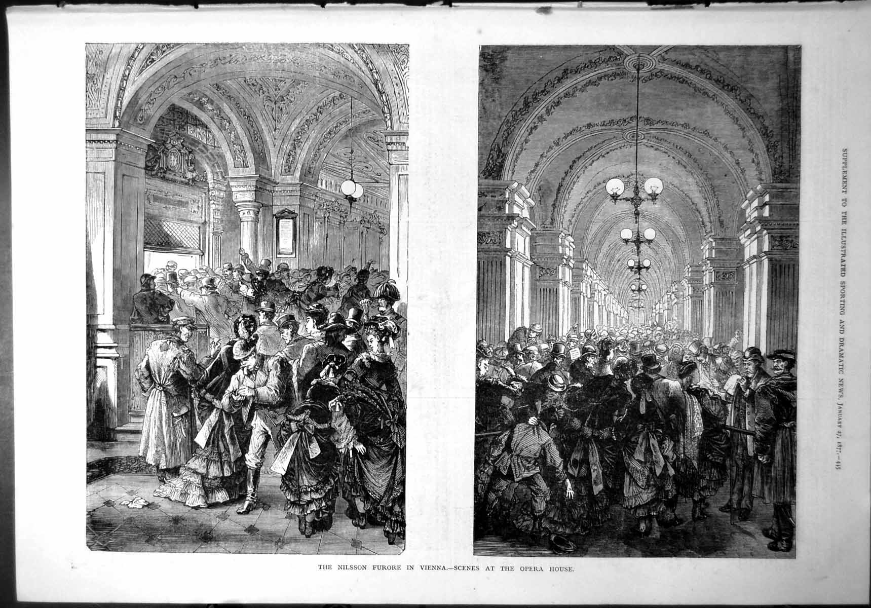Old Nilsson Furore Vienna Scenes Opera House Crowds Ladies Gowns 1877 Victorian