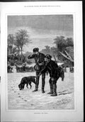 Old Discovering Track Dog Sniffing Trail Snow Winter Hunters Boots 18 Victorian