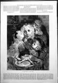 Old Birth Year Three Children Hug Kiss Mother Bow Presents Doll 1877 Victorian