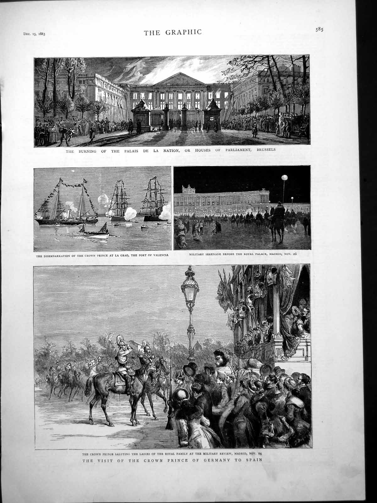 Old Visit Crown Prince Germany Spain Disembarkation Salute Ladies 188 Victorian