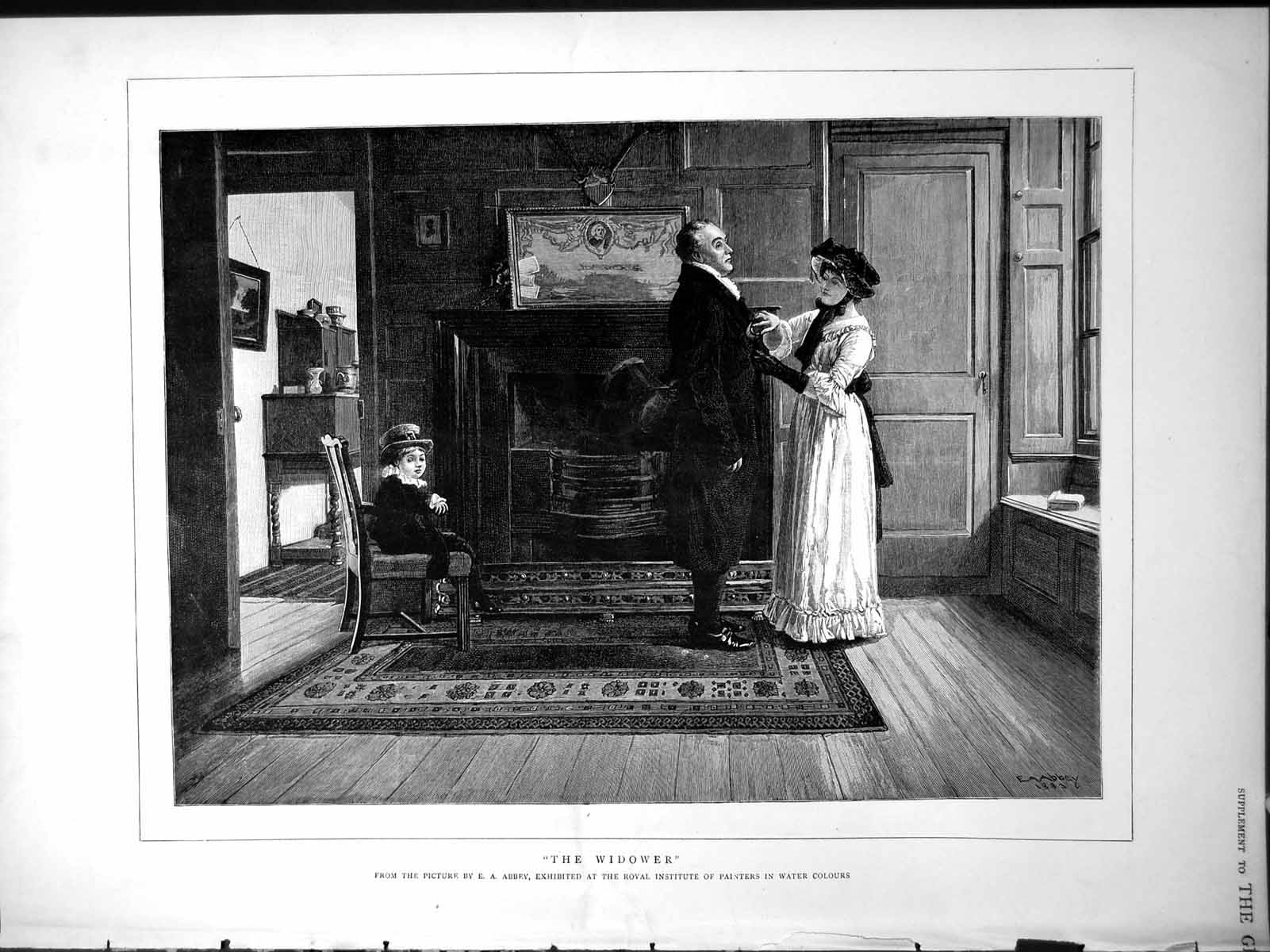 Old Widower Picture E.A. Abbey Exhibited Royal Institute Small Boy 18 Victorian