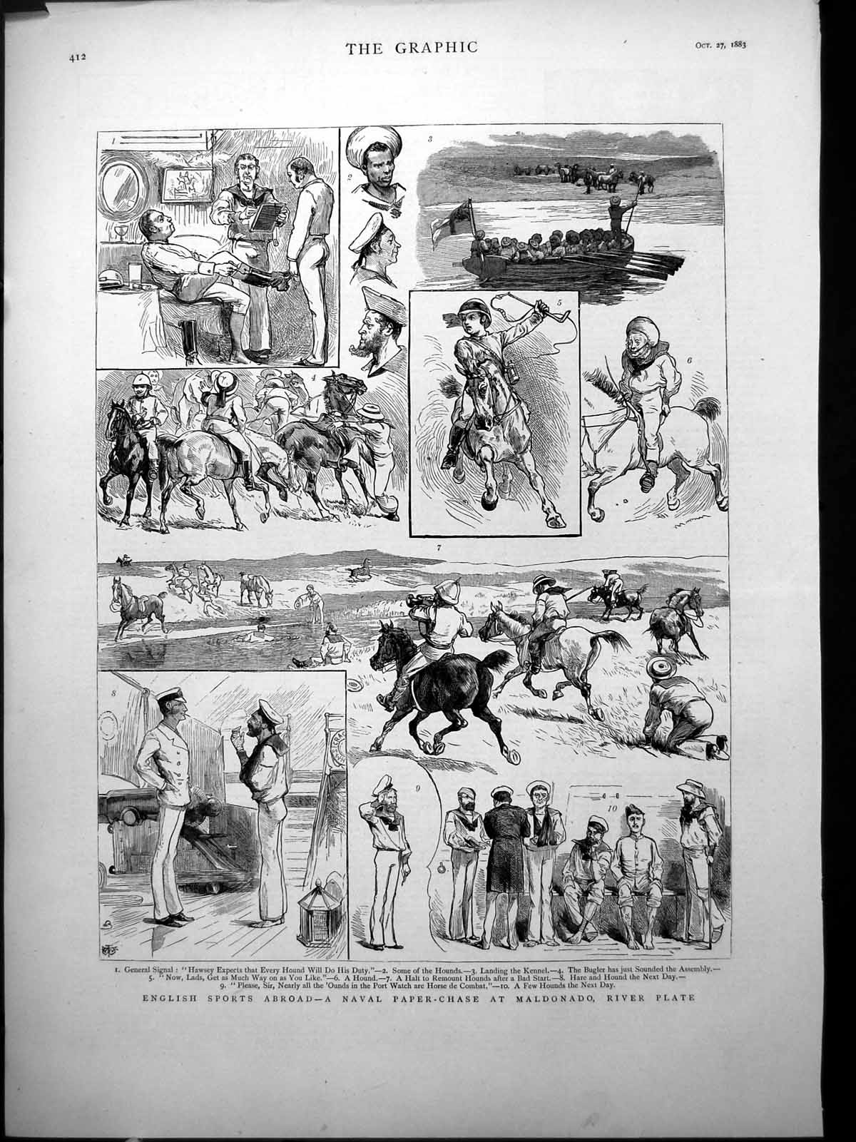Old English Sports Abroad Naval Paper-Chase Maldonado River Plate 188 Victorian