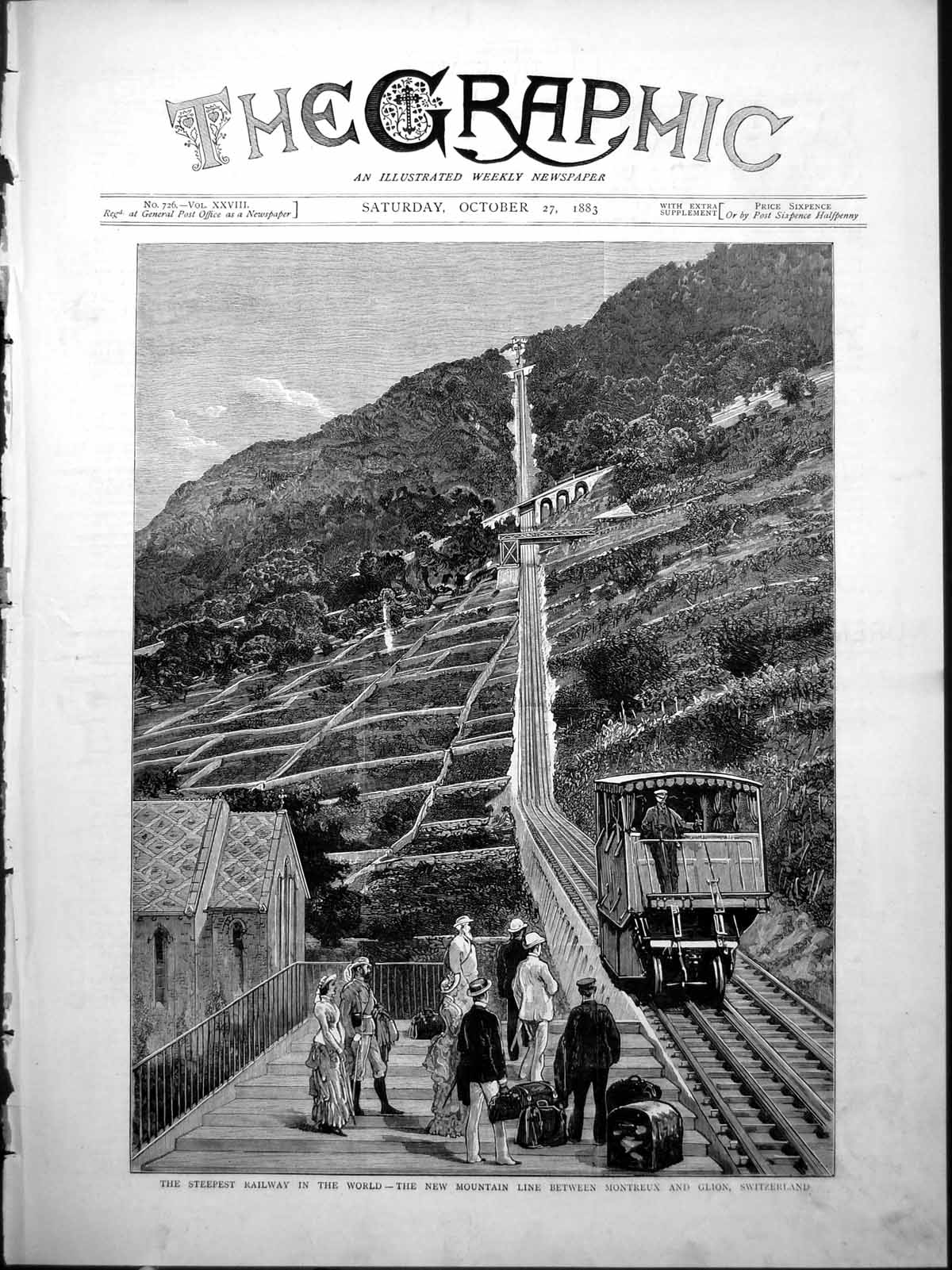 Old Steepest Railway World Mountain Line Montreux Glion Switzerland