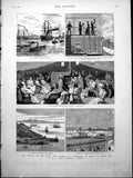 Old Print Voyage Duke Duchess Connaught India P. & O. Steamer Cathay 1883 19th