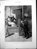 Antique Print Negro Courtship Early Bird Couple Bench Man Gate Flowers 1886