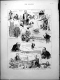 Old Print Debate Sketches Mr. Parnell'S Bill House Commons Gladstone 1886 19th