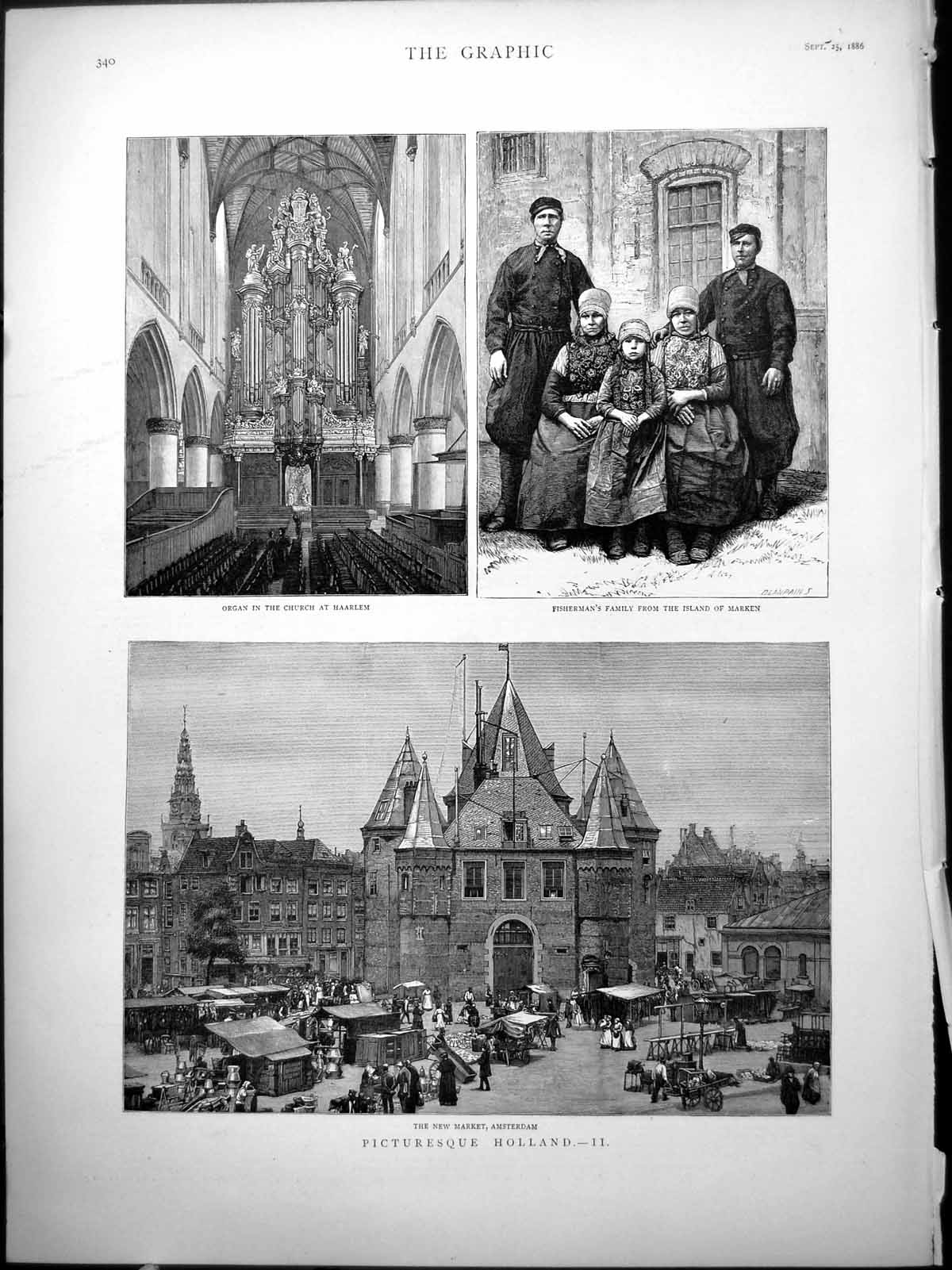 Old Picturesque Holland Organ Haarlem Fisherman'S Family Market 1886 Victorian