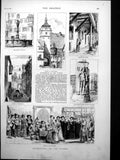 Old Rothenburg Tauber Georgen Brunnen Rathhaus Standtchen Knight 1881 Victorian