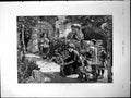 Old Print Swarm Bees Garden Scene Young Children Family Hive Flowers 1884 19th