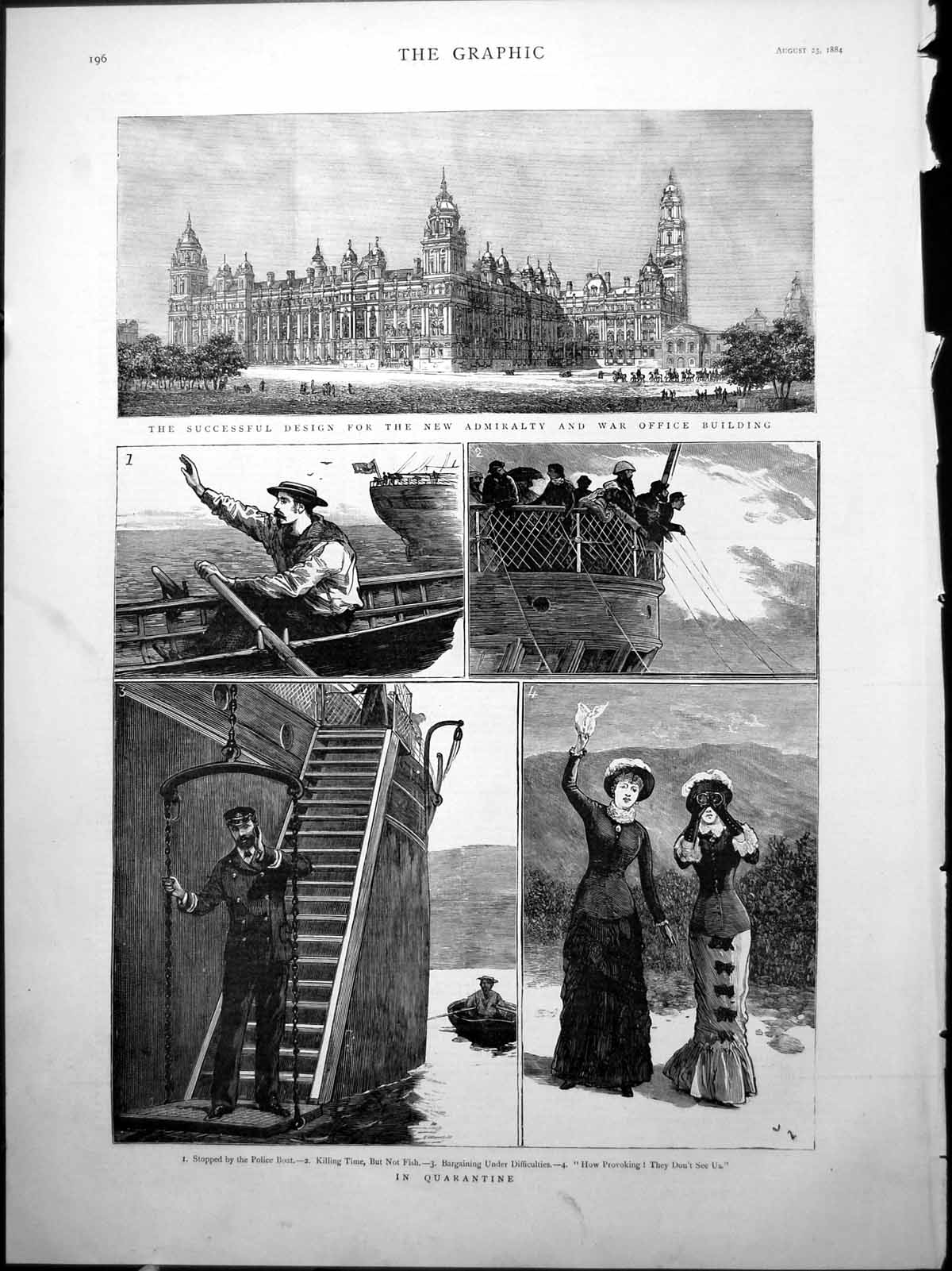 Old Design Admiralty War Office Building Quarantine Boat Killing Time