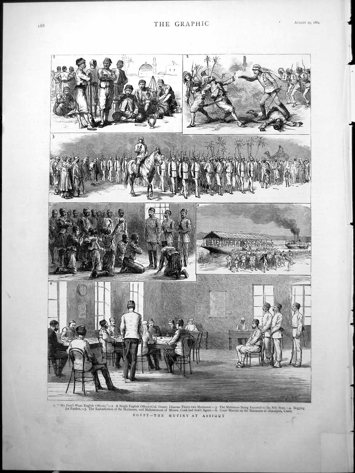 Old Egypt Mutiny Officers Mutineers Nile Boat Assiout Abassiyeh Cairo