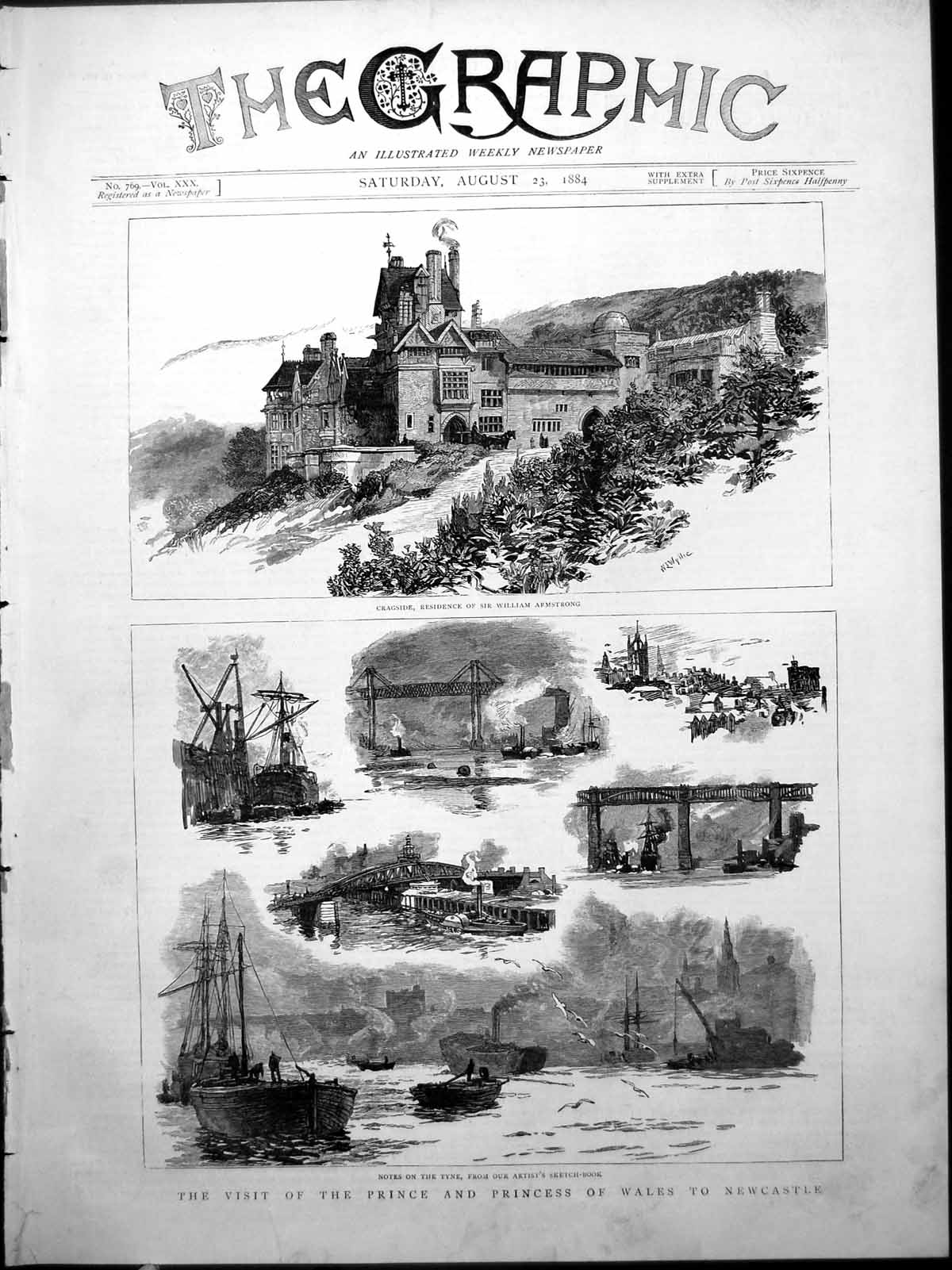 Old Visit Prince Princess Wales Newcastle Cragside Notes Tyne Sketche