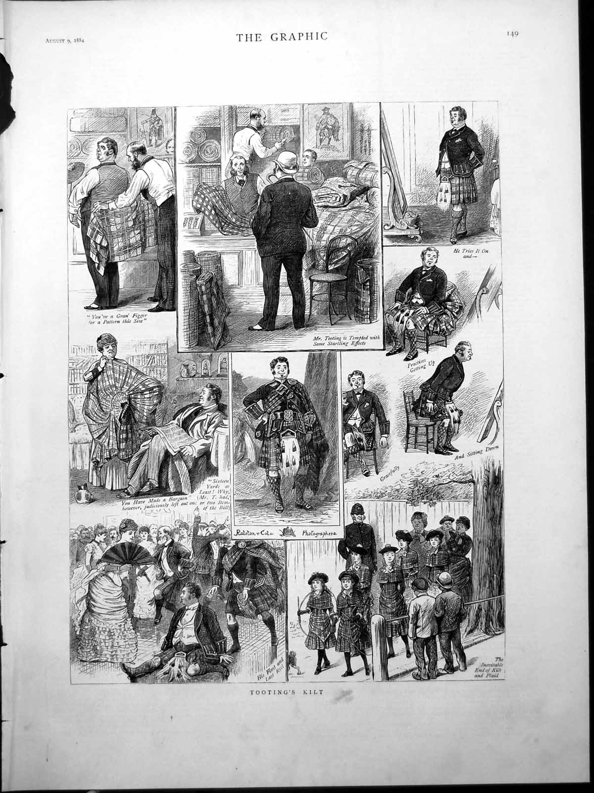 Old Tooting'S Kilt Humorous Large Gentleman Outfits Several Children