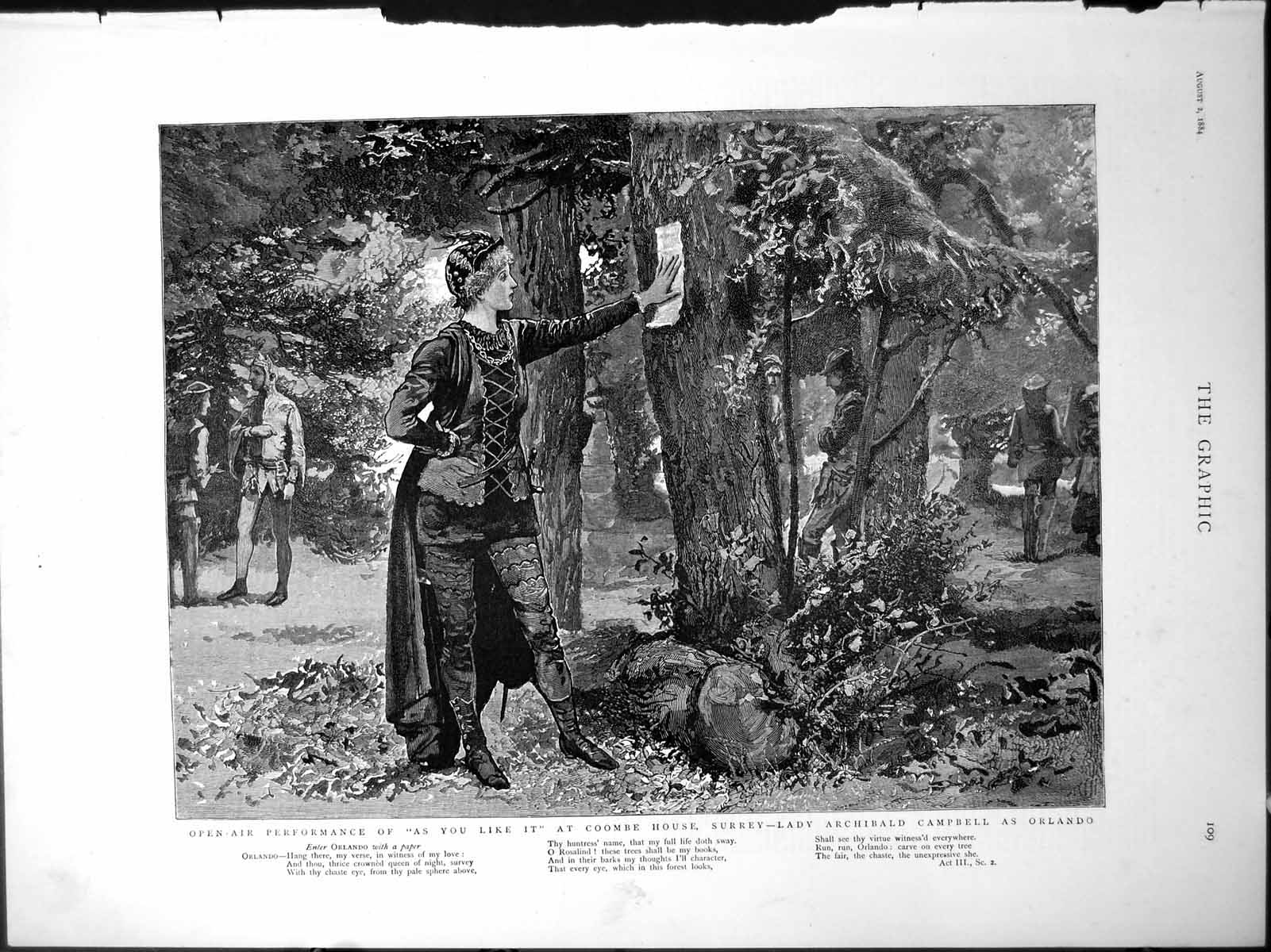 Old Open-Air Performance As You Like It Coombe House Lady Campbell 18 Victorian