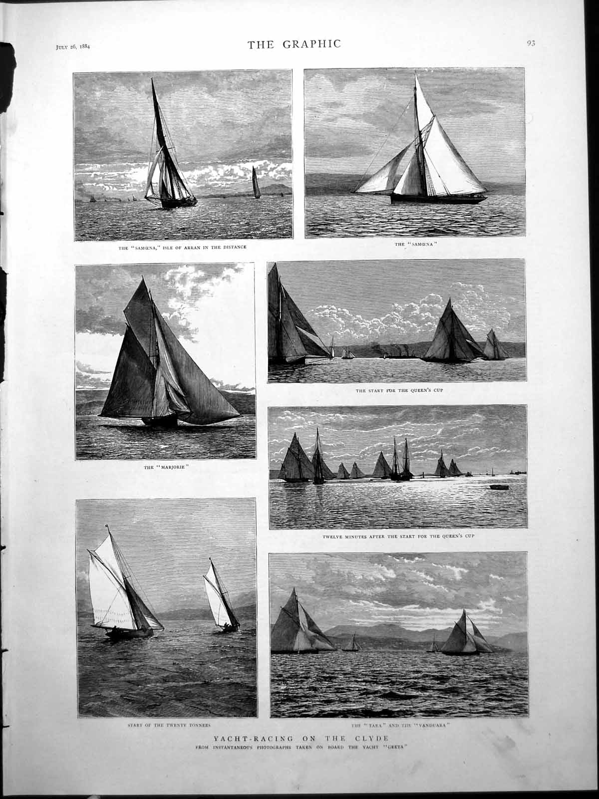 Old Yacht Racing Clyde Samoena Marjorie Tara Vanduara Queen'S Cup 188 Victorian