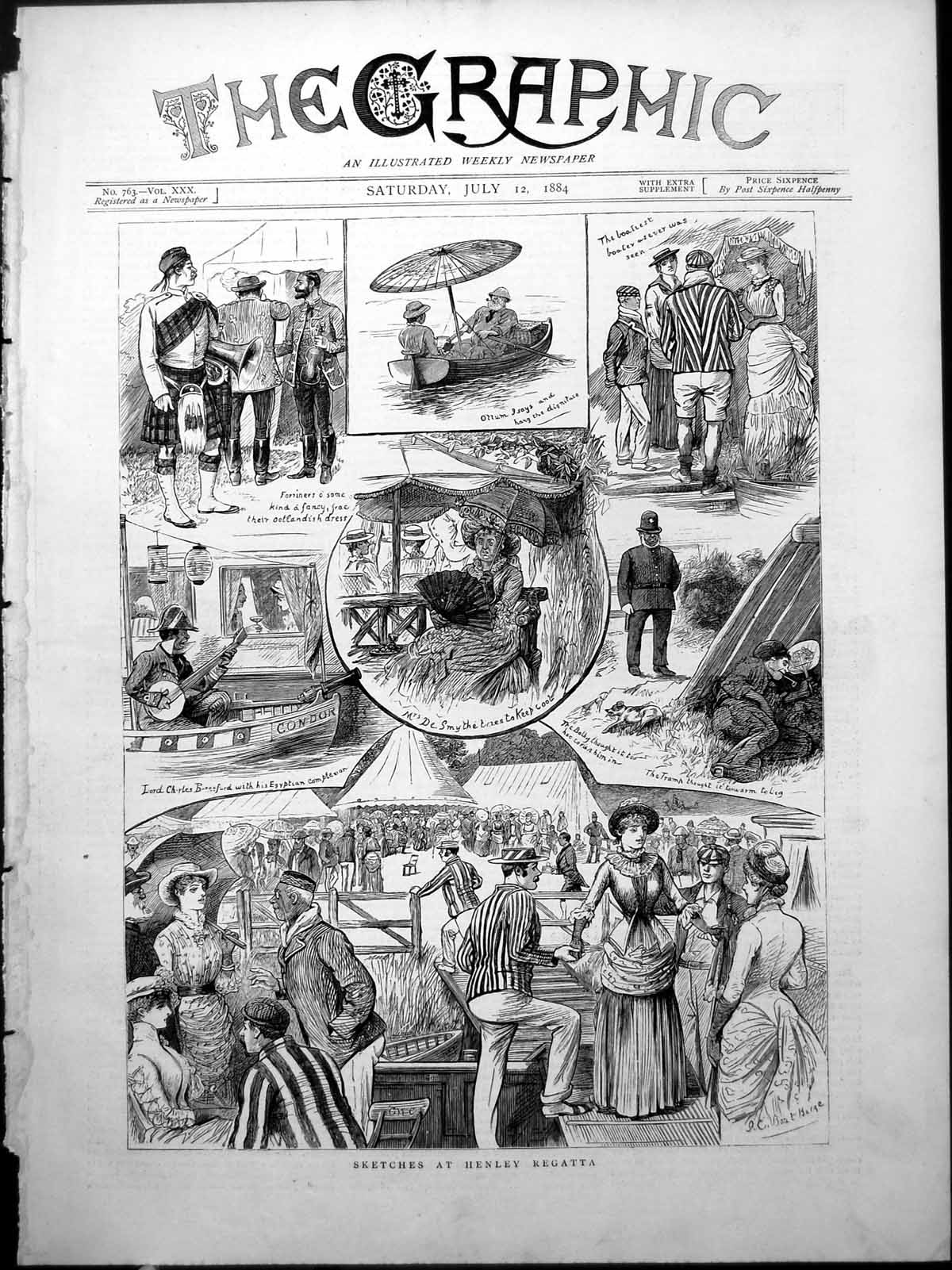 Old Henley Regatta Sketches Parasols Scotsman Lord Charles Condor 188 Victorian