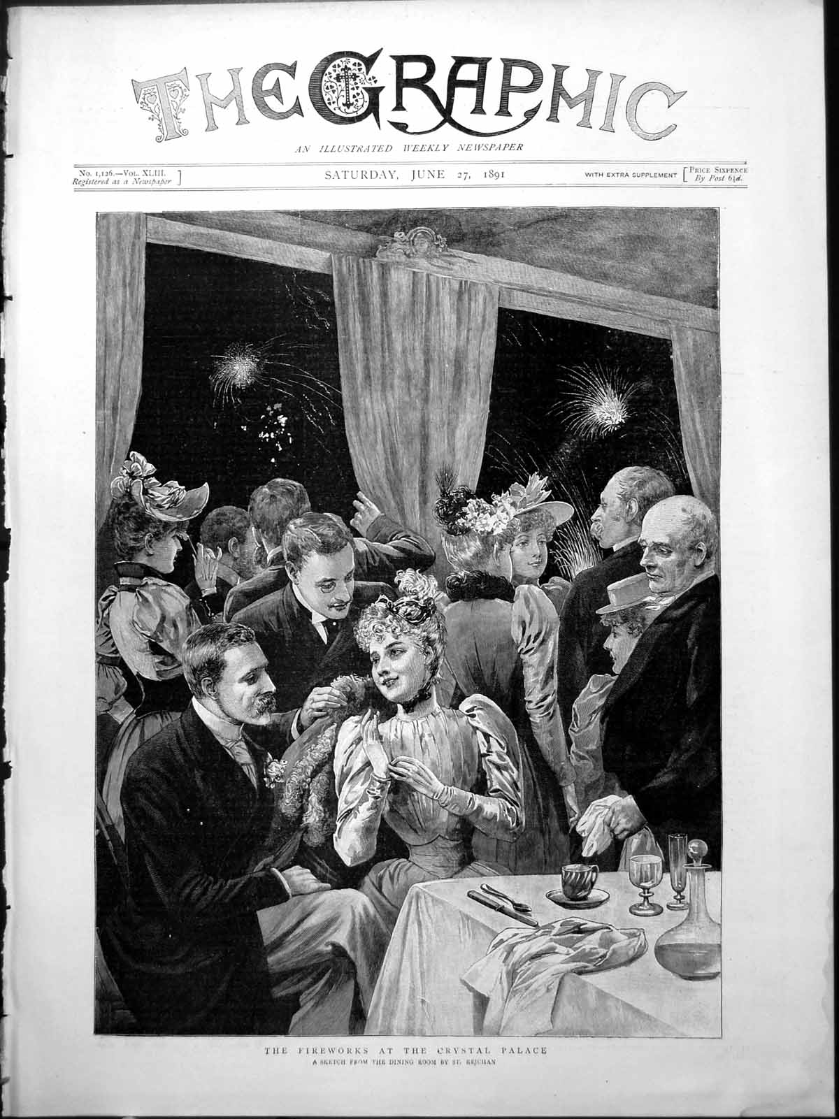 Old Fireworks Crystal Palace Ladies Gentlemen Floral Hats Monocle 189 Victorian