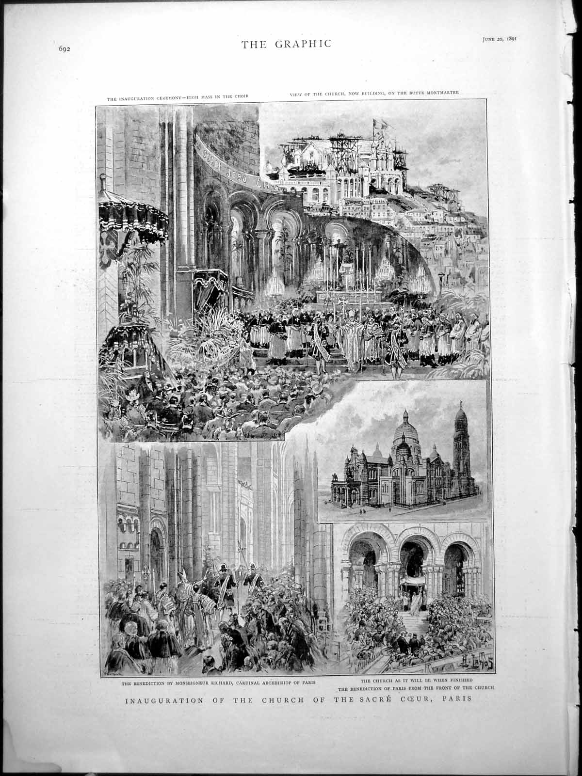 Old Inauguration Church Sacre Coeur Paris Benediction Archbishop Pari