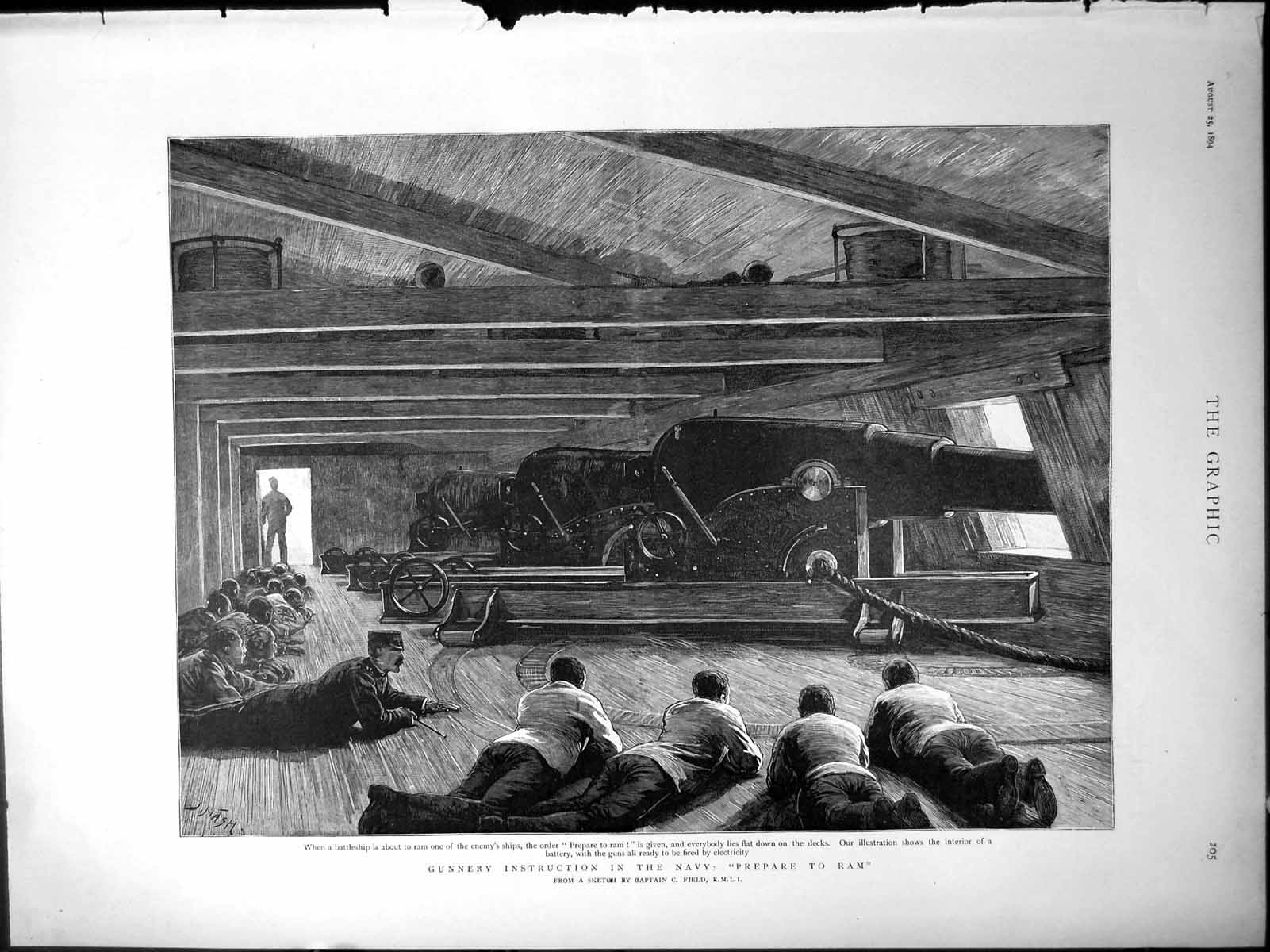 Old Gunnery Instruction Navy ?Prepare To Ram? Cannons Prostrate Crew