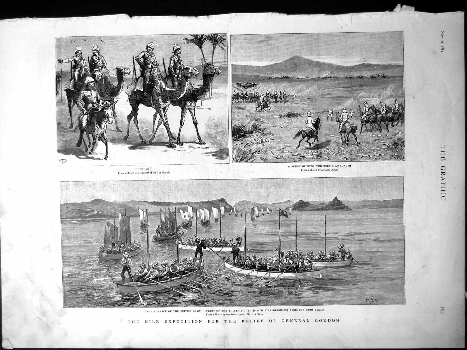 Old Print Nile Expedition General Gordon Suakim Chums Advance Sarass 1884 19th