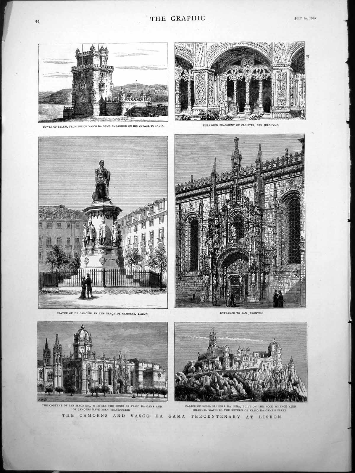 Old Camoens Vasco Da Gama Lisbon Belem San Jeronymo Palace Nossa 1880 Victorian