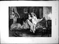 Old Print Listening Waits Three Children Bed Tambourine Window Open 1884 19th
