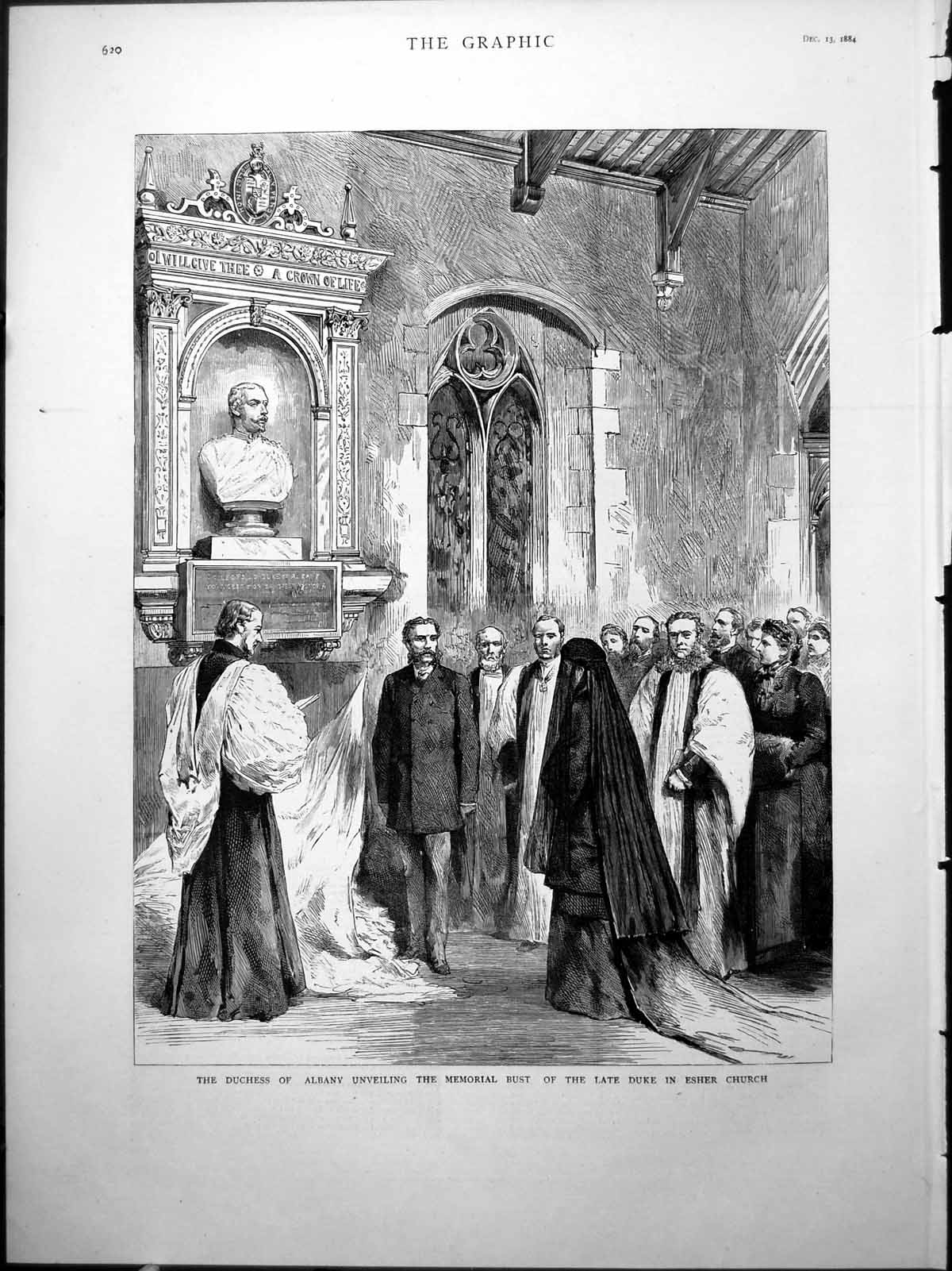 Old Duchess Albany Unveiling Memorial Bust Late Duke Esher Church 188 Victorian