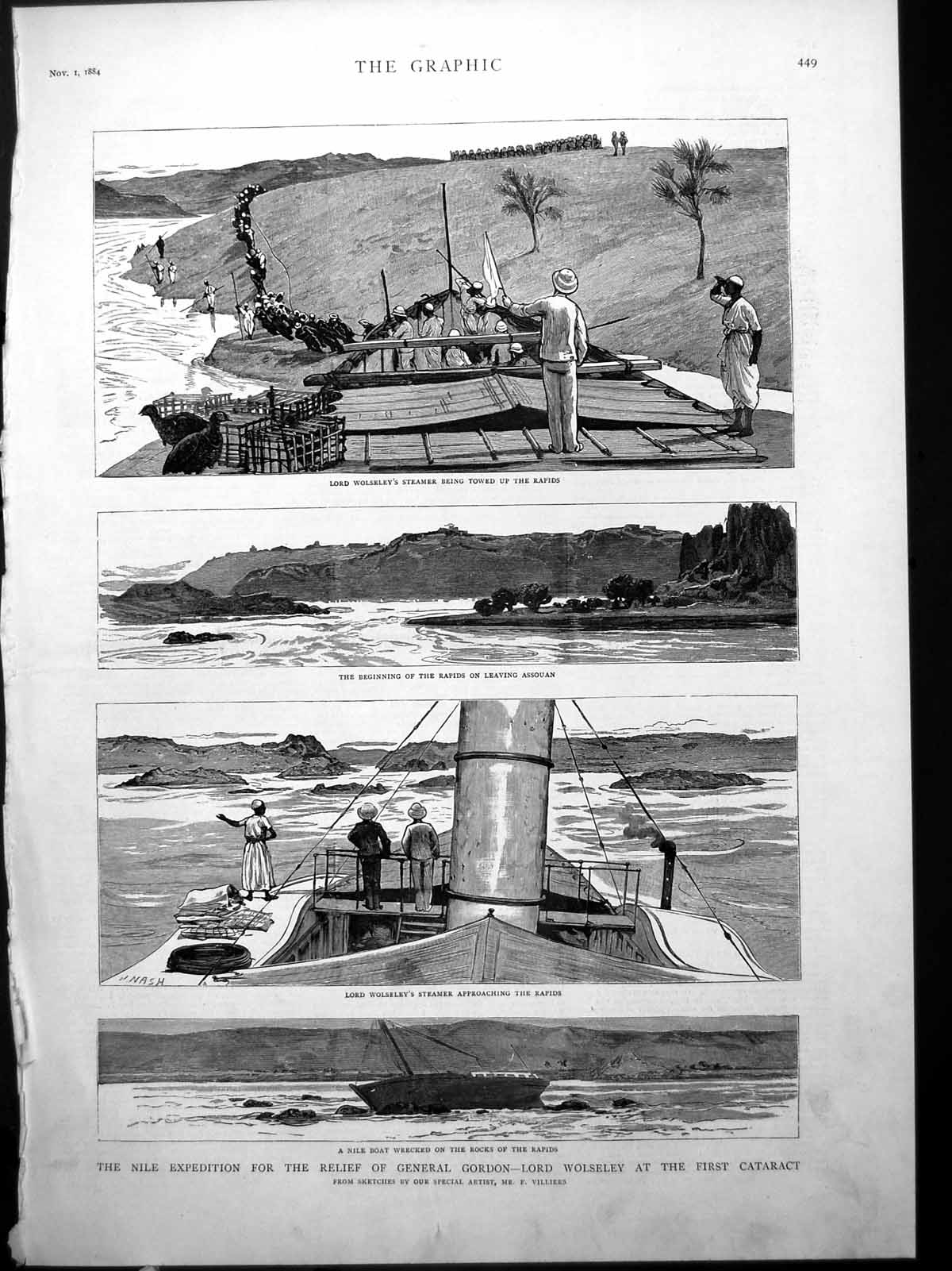 Old Nile Expedition Lord Wolseley First Cataract Rapids Tow AssouanVictorian