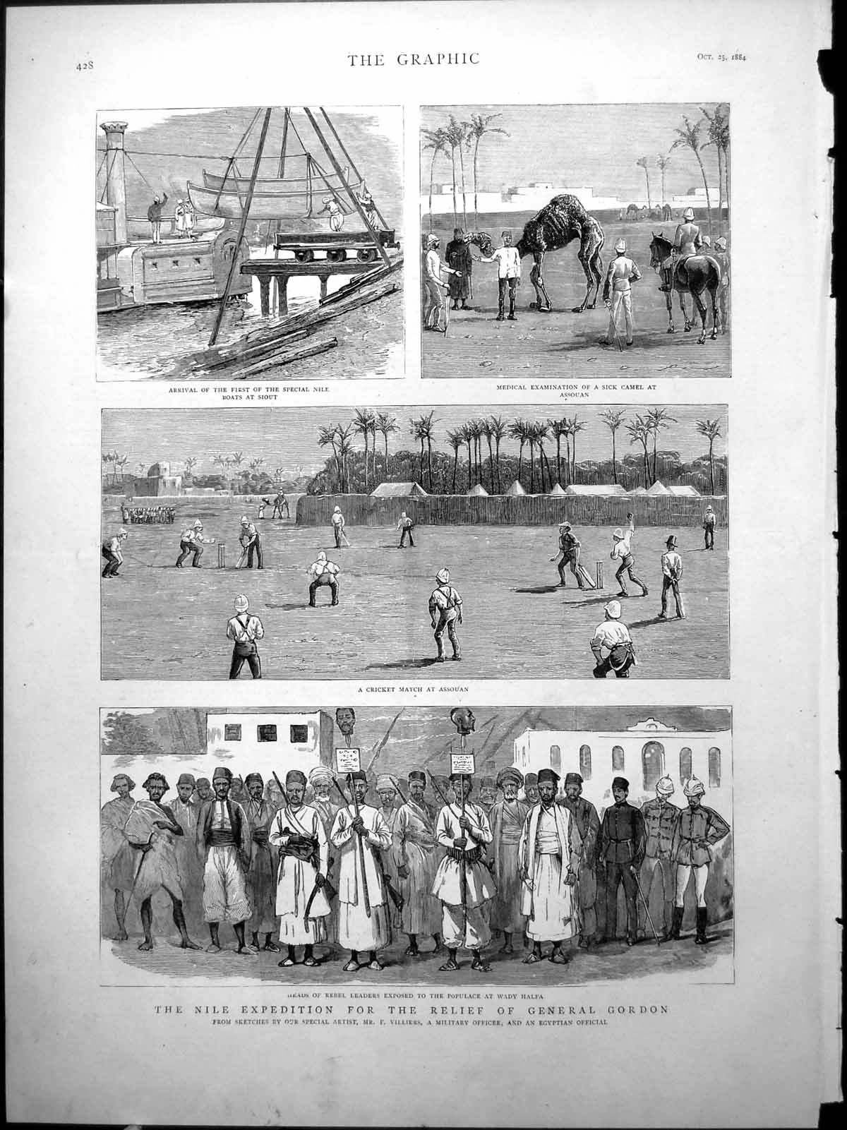 Old Nile Expedition Siout Boats Camel Cricket Heads Rebel Leaders 188 Victorian