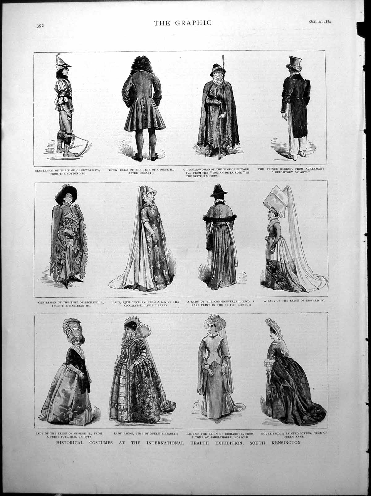 Old Historical Costumes International Health Exhibition Edward Iv 188 Victorian
