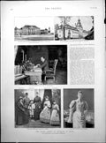 Antique Old Print Crown Prince Denmark Amalienborg Submarine Telegraphy 1894