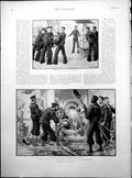 Print Life Battleship Bluejackets Ambulance Drill Capt Vesey Pr Rennie 1894