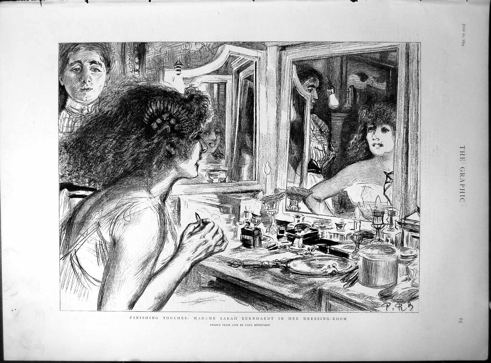 Antique Old Print Madame Sarah Bernhardt Dressing Room Christening Cake 1894