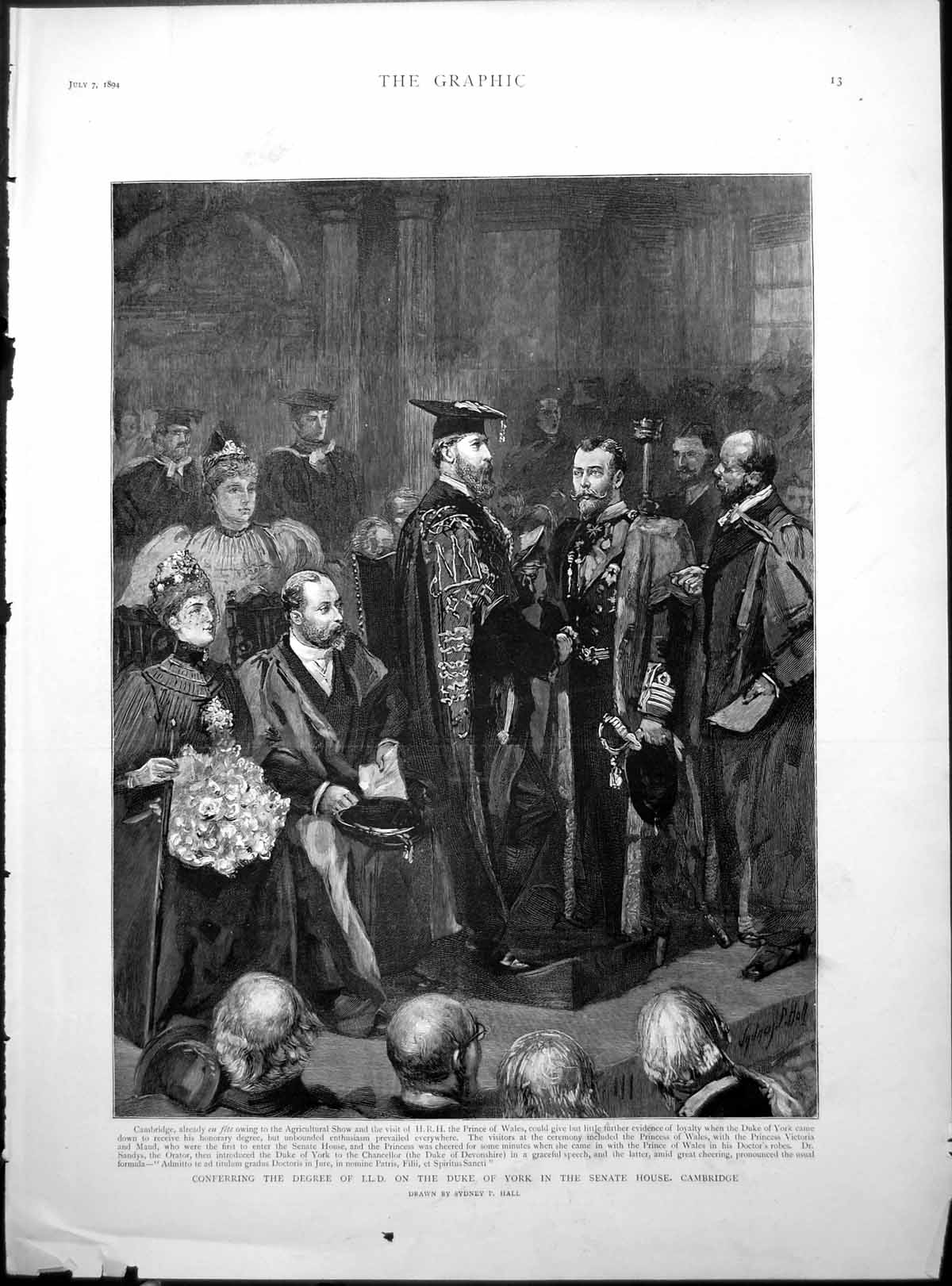 Antique Print Degree Lld Duke York Cambridge Commandeering Transvaal 1894 19th