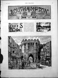 Antique Print Southampton Bar Gate Guildhall Common Royal Pier Saxon 1883 19th