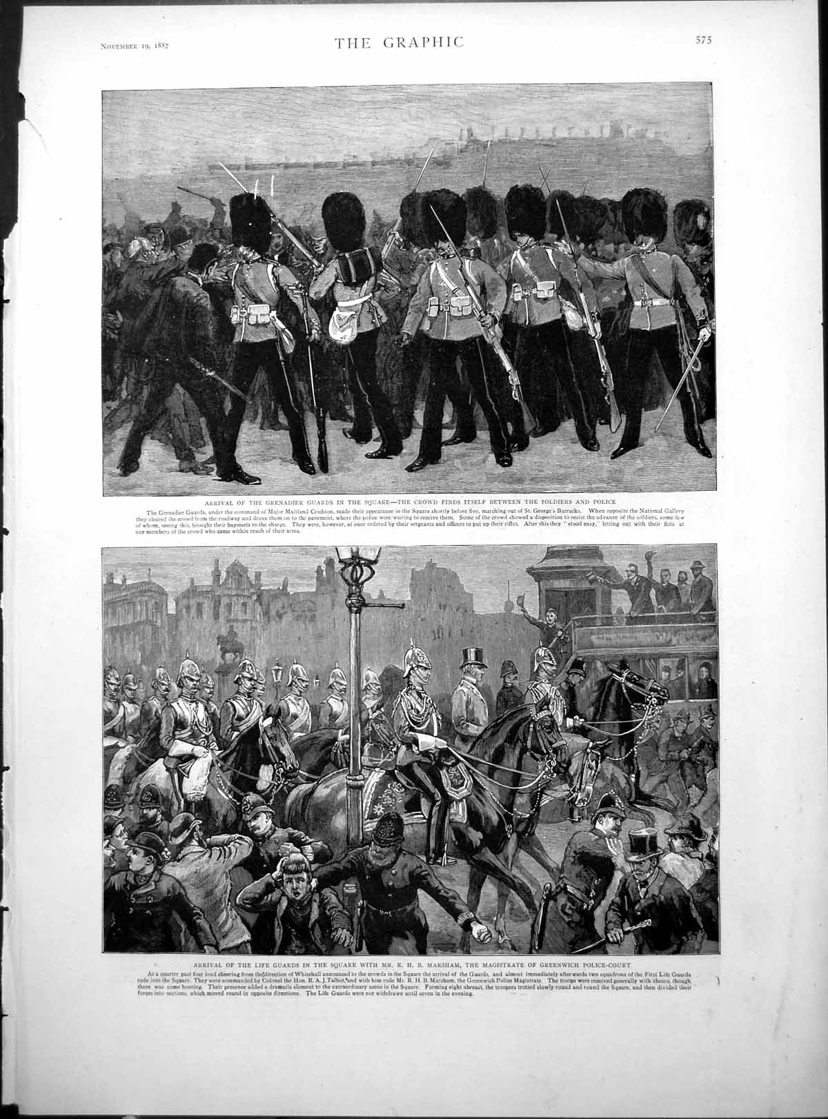 Old Life Guards R Marsham Greenwich Police Procession Whitehall 1887Victorian