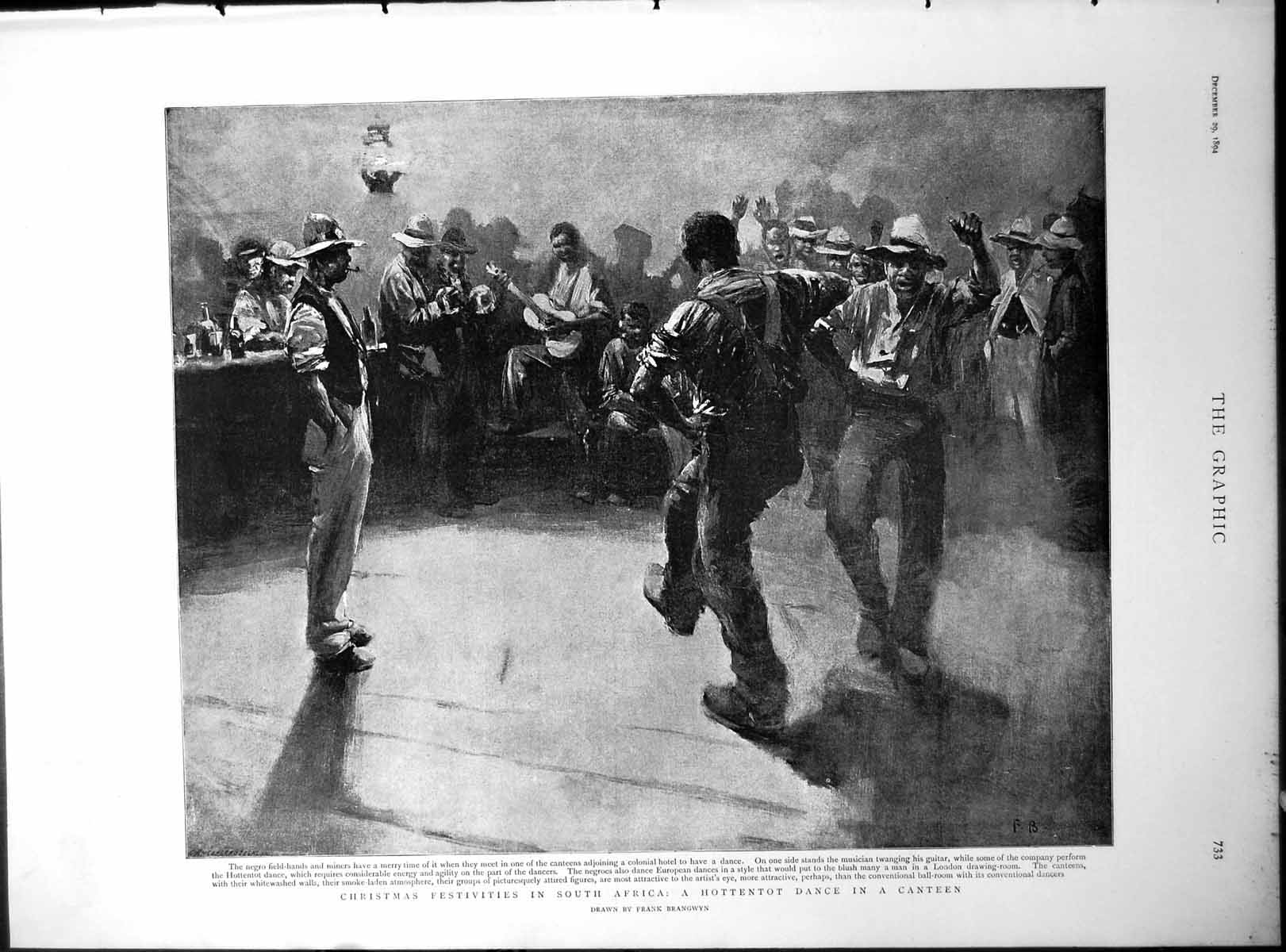 Old Print Christmas Festivities South Africa Hottentot Dance Capt Dreyfus 1894
