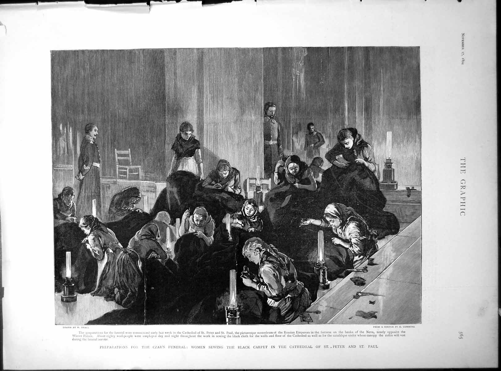 Old Print Preparation Funeral Czar Cathedral Duke Michael Vladimir D Lange1894